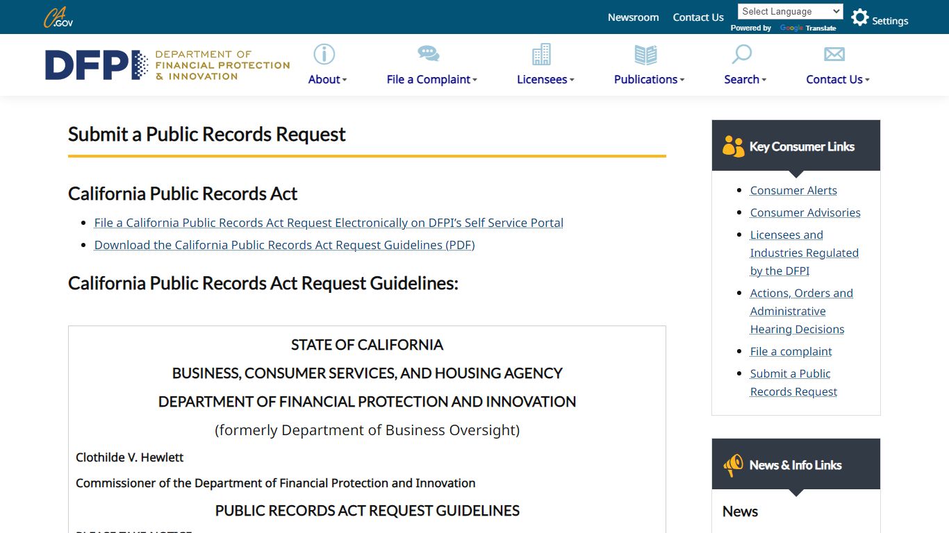 Submit a Public Records Request | The Department of Financial ...